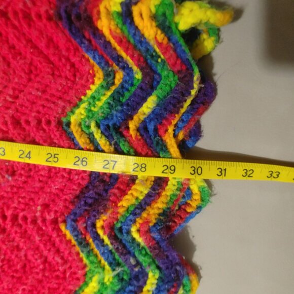 Chevron Throw Blanket Handcrafted Crocheted Multicolor Zigzag Rainbow Bright - Picture 10 of 12